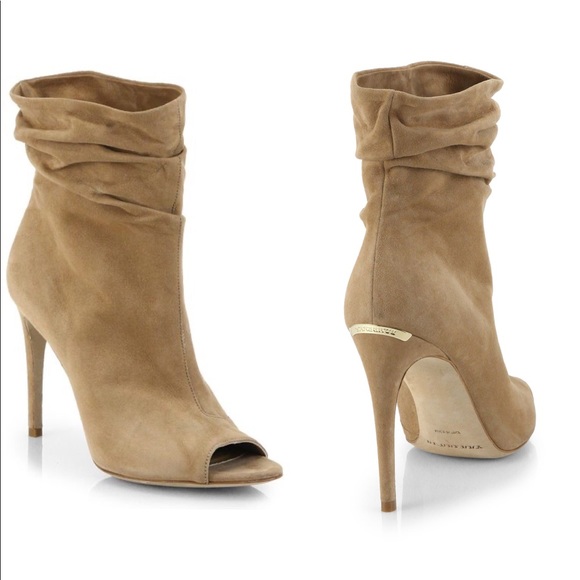 Burberry Shoes - Burberry Burlison Open Toe Suede Heel Booties.